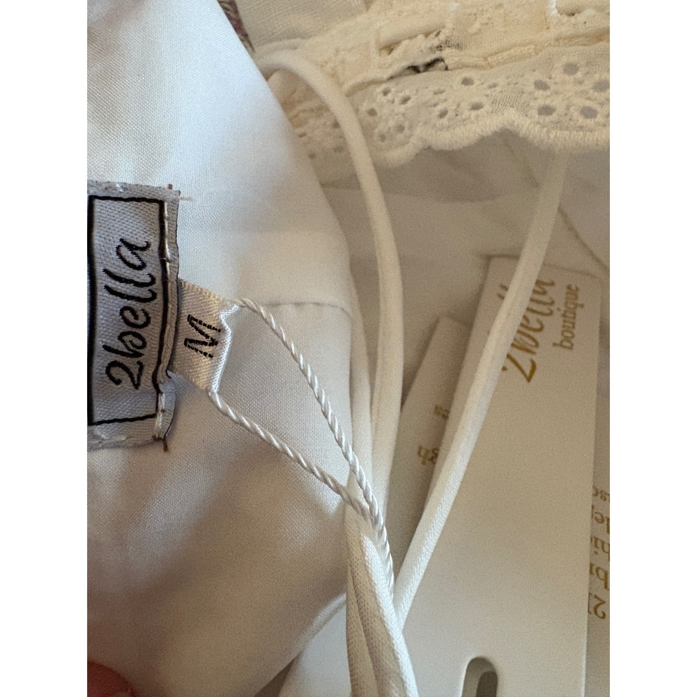 2bella Boutique Floral Lace Up Corset Top Cream Purple Cottagecore NWT Medium - Picture 8 of 12